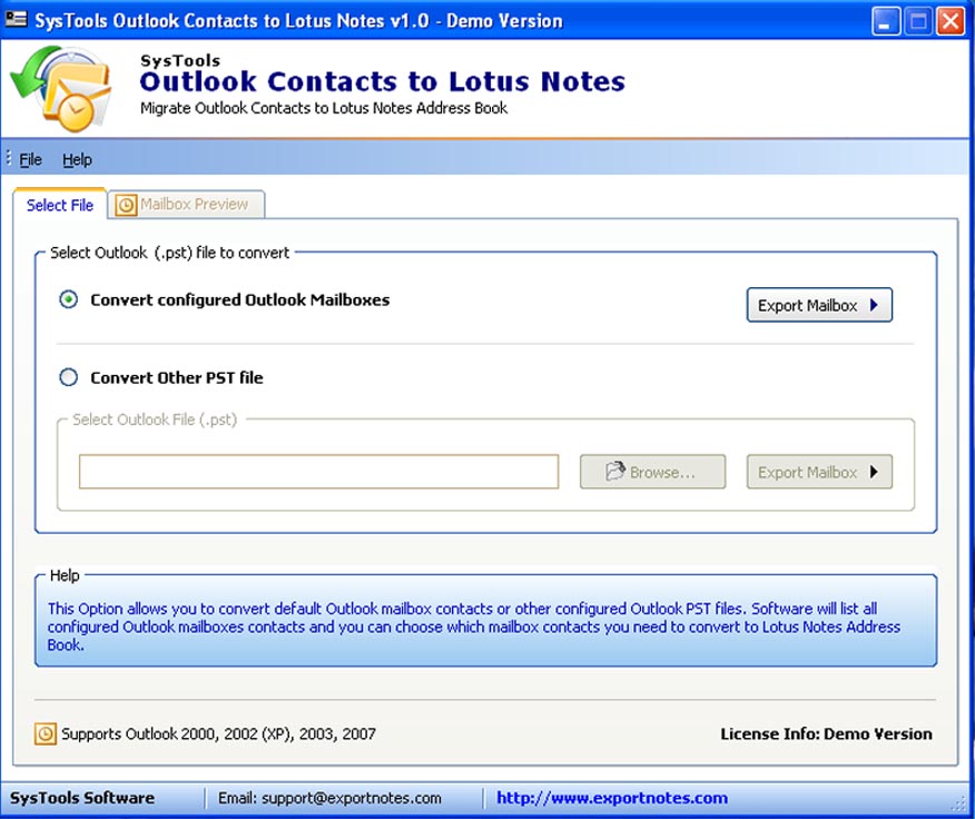 Outlook Notes. Outlook support mail. Outlook/Exchange/Lotus Notes. Outlook address book.